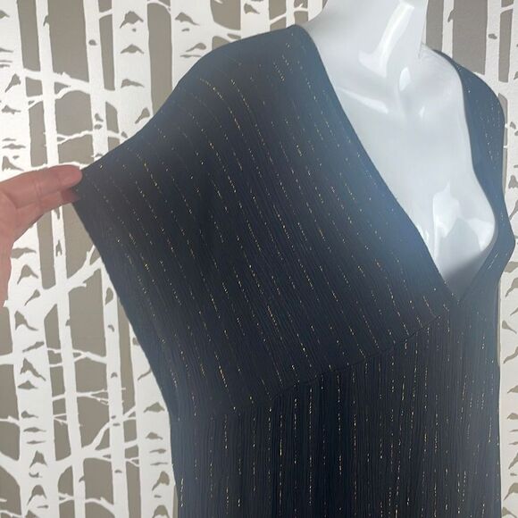 Xhilaration Gauze Tie Back Top XL Black Gold Pinstripe - Picture 2 of 9